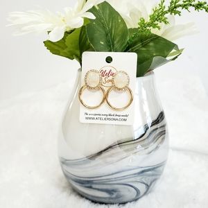 2/$25 Druzy Hoop Earrings Gold/White